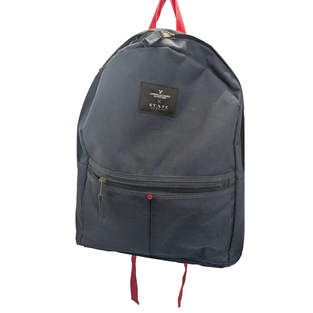 American Eagle Outfitters Backpack Navy Blue Red School Hiking Dayback  College